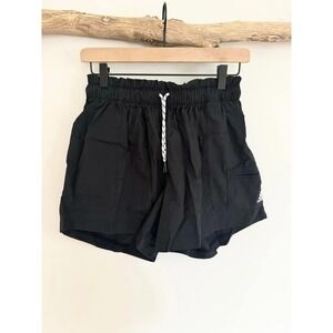 Adidas Women Black Elastic Waist Drawstring Shorts Athletic Lifestyle XS